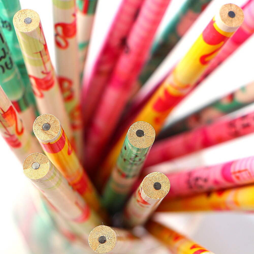 12Pcs/Set Cute Kawaii Cartoon Flamingo Pencil HB Sketch Items Drawing Stationery Student School Office Supplies for Kids