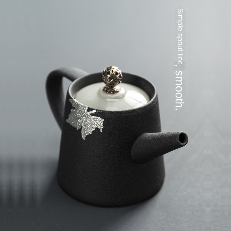 Simple Black Pottery Tea Pot Ceramic Single Teapot Japanese Style Teapot Large Size Retro Stoneware Porcelain Teapot Tea Pots