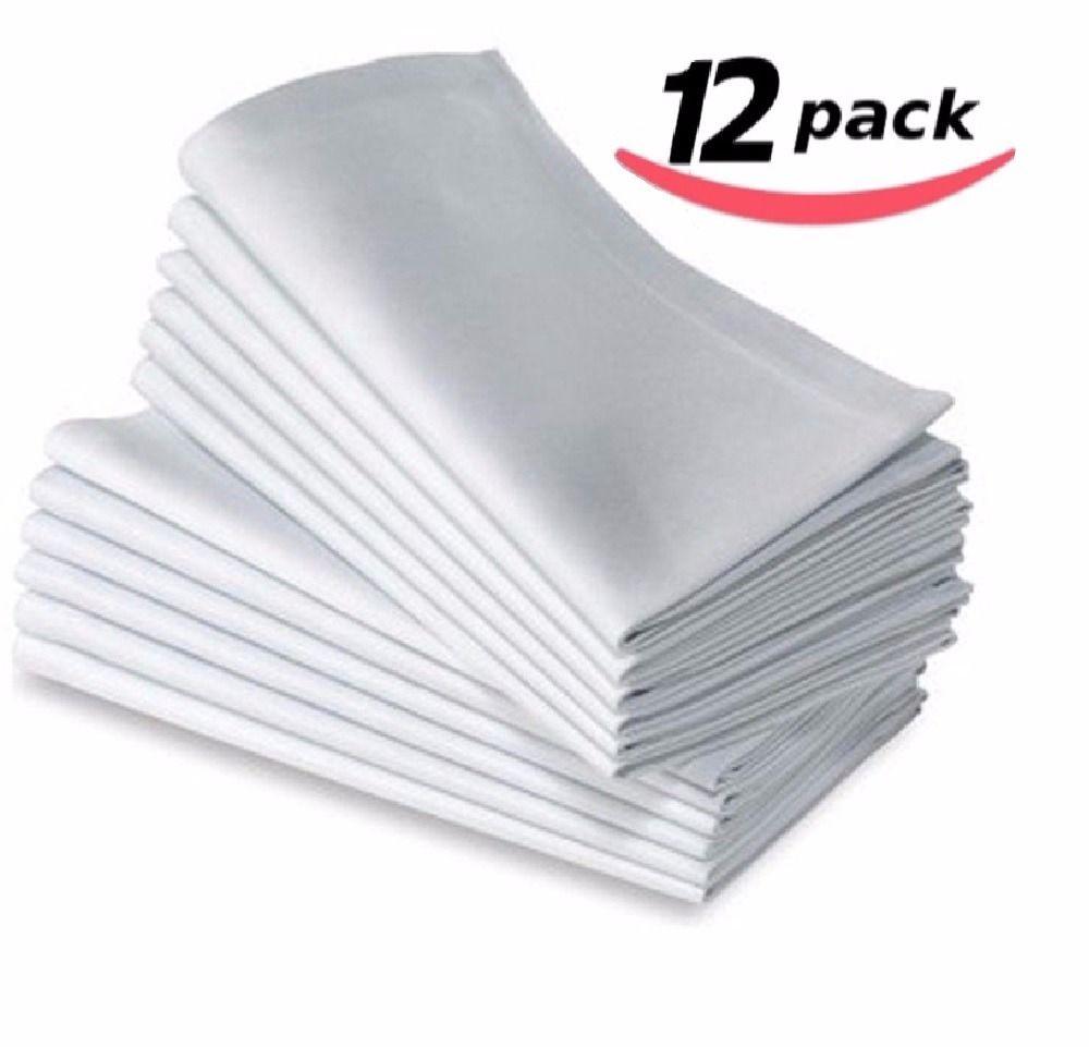 16 12PC COTTON RESTAURANT DINNER CLOTH LINEN WHITE 50x50cm PREMIUM HOTEL NAPKINS