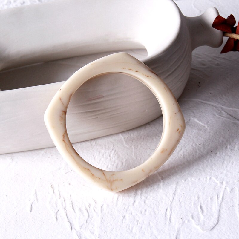 Pulseira geométrica de resina feminina, pulseira colorida de acrílico quadrado, bracelete decorativo retrô para mulheres, joias: 2