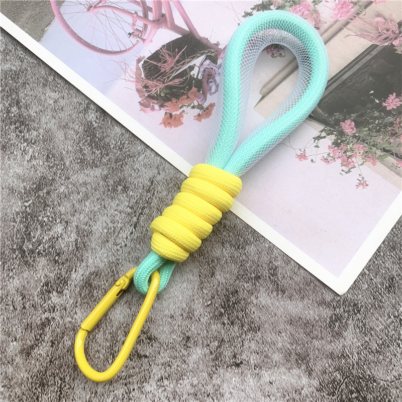 Lanyard Leuchtstoff Farbe Phone Strap Mesh Landyard für Taschen Geflochtene Streifen Keycord Hängen Hosen Zubehör Keychain: blue yellow