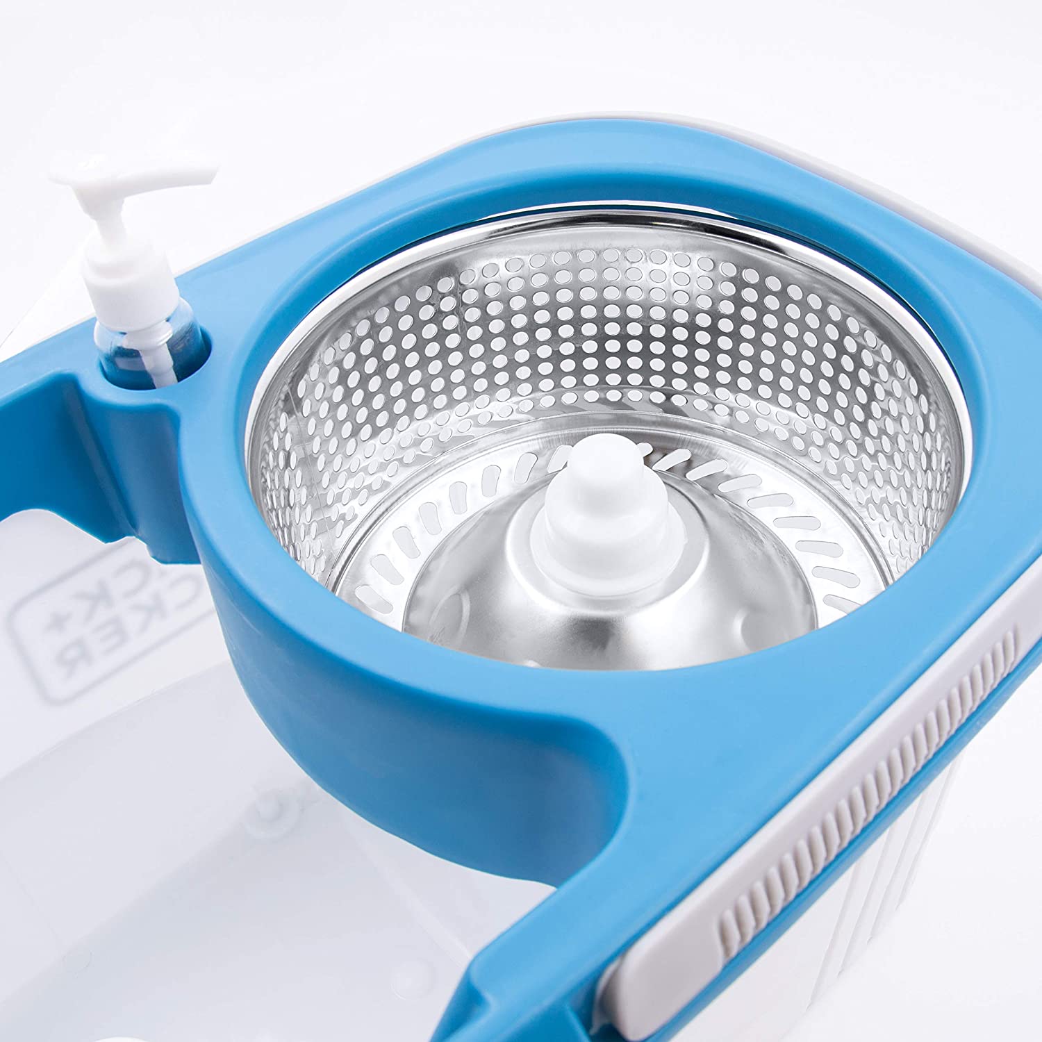 Cubo y fregona giratoria, accesorio con tambor de acero inoxidable, color blanco, 360