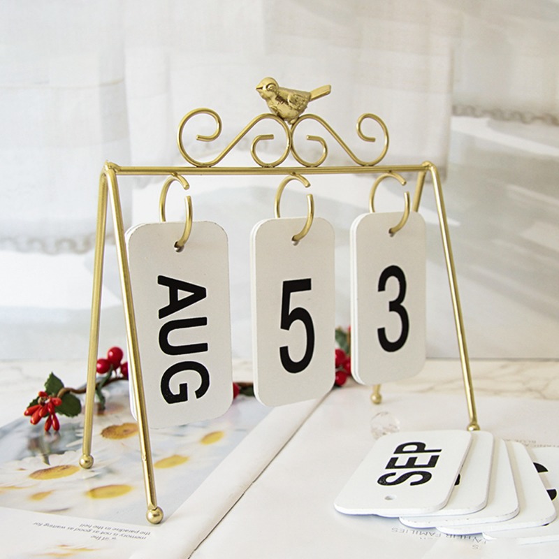 DIY Iron Bird Page Flip Calendar Decoration Crafts Perpetual Calendar Home Decoration