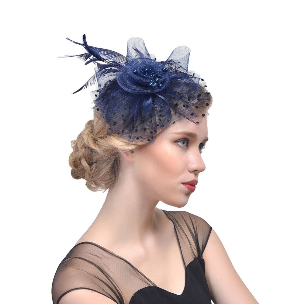 Women Vintage Fascinator Bridal Dot Wedding Church Tea Party Fascinator Hat Pillbox Hat