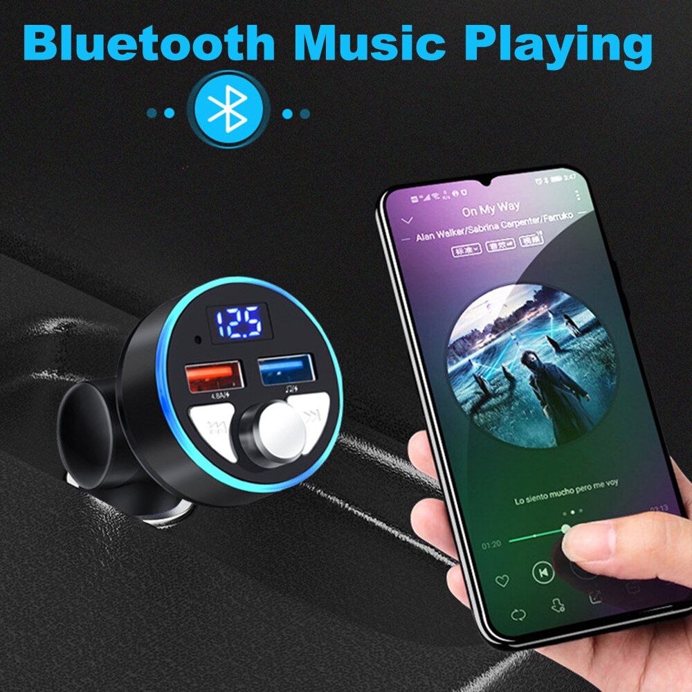 Bluetooth 5.0 FM Transmitter 4.8A Car Mp3 Player Wireless Handsfree Car Kit Dual USB Fast Charger Audio Adaptor Auto Accessories