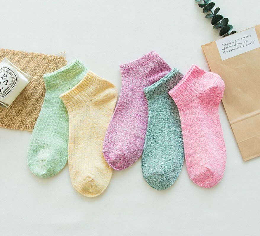 5 Pairs/ Socks Women Summer Thin Socks Boat Socks Female Sports Socks Breathable Shallow Mouth Short Socks: 8