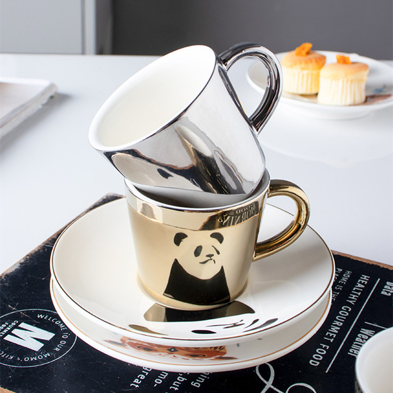90ml Reflection cup cartoon Panda/Tiger/Deer/Horse cups The Mirror Collection coffee mugs breakfast water bottle