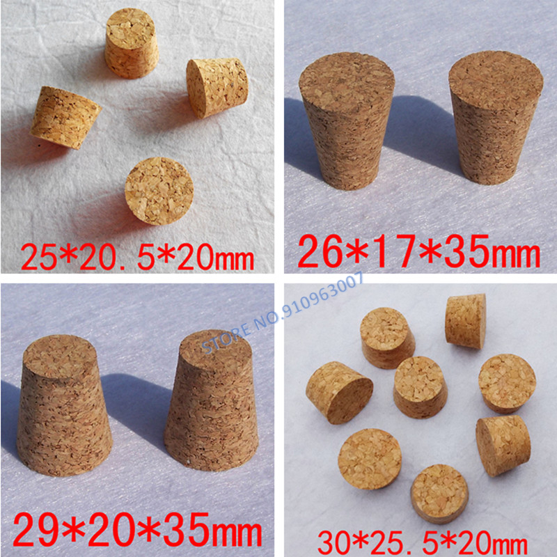 100 stück holzstopfen mit 7.5mm to 30mm cm durchmesser für labor-reagenzgläser, wasserkocher, puddingflaschen, büretten und rohre.