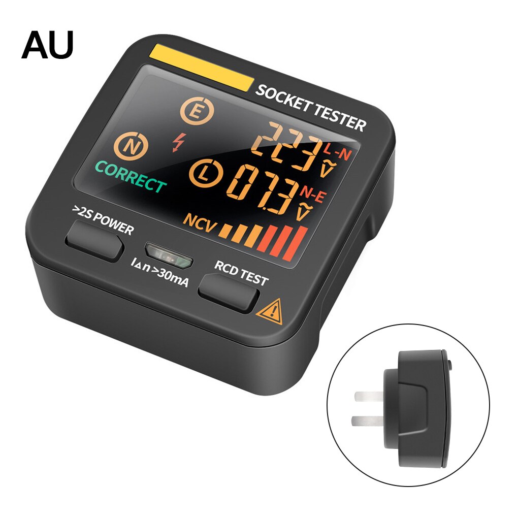 AC11 Digital Smart Socket Tester Digital Socket Adapter Ground Zero Line Phase Check NCV LCD Display Socket Voltage Tester: AU Plug