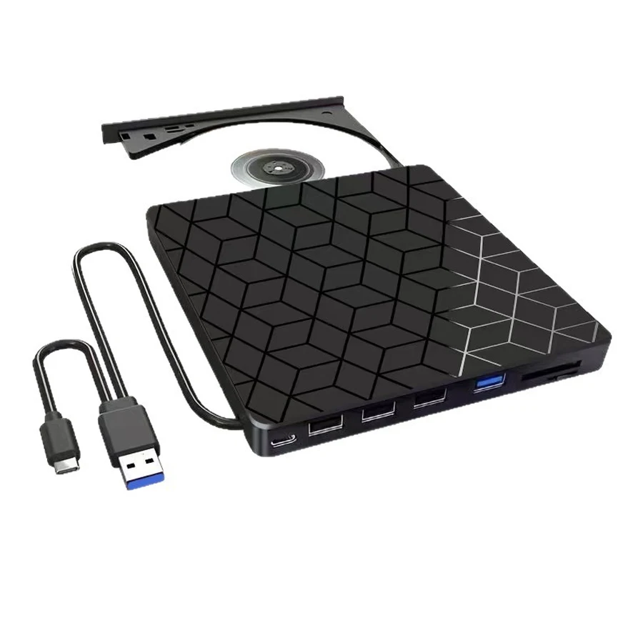 7 in externe dvd-laufwerke mit usb 3.0 typ-c 1 sd/tf-kartensteckplatz, cd/dvd-brenner und -recorder für laptops und desktop-pcs: Default Title