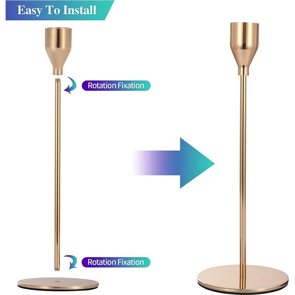 Gouden kaarsenhouder, kegelvormige kaarsenhouder, kaarsenhouder geschikt voor huisdecoratie, bruiloft, diner, feest, jubileumdecoratie