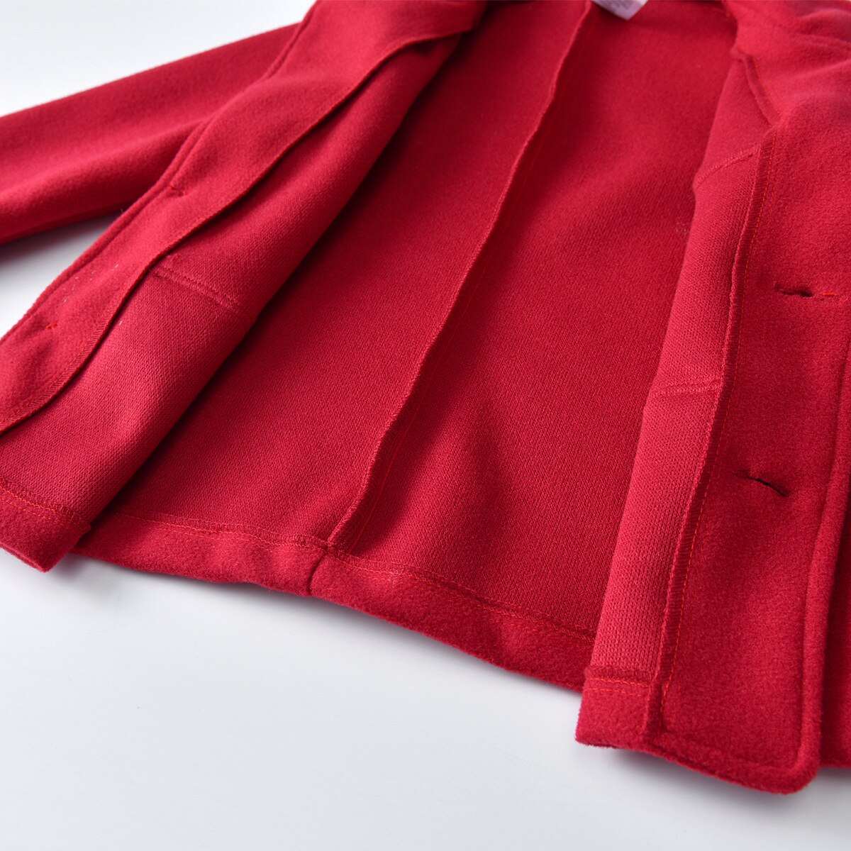 Abrigo de lana con cuello en V para bebés y niños de 1-7 años, ropa de abrigo de lana con botones de manga larga, Color rojo sólido, con bolsillo, para , invierno y otoño,