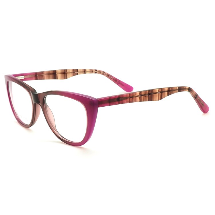 Women Hand Made Acetate Eyeglass Frames for Women Cateye Two-Toned Glasses Frames Light Spectacles Pink Blue Green: Pink c2