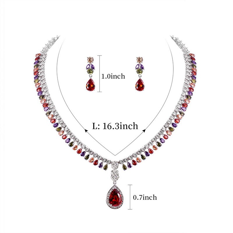 Weimanjingdian Teardrop Zirconia Tennis Ketting En Oorbel Bruiloft Sieraden Set Voor Vrouwen Party