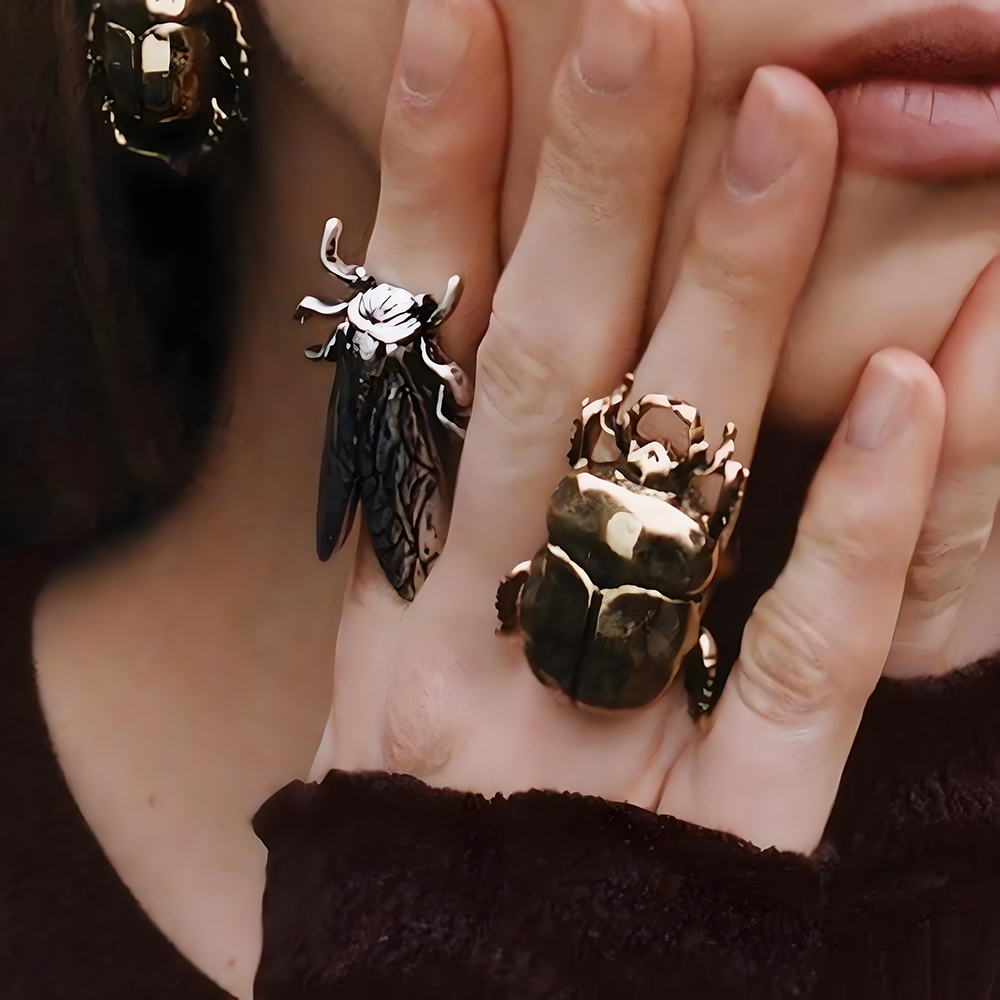 Bague d'ouverture d'insecte rétro, Animal coccinelle cigale Punk, anneau réglable ouvrable pour femmes, nouvelle tendance, bijoux, accessoires
