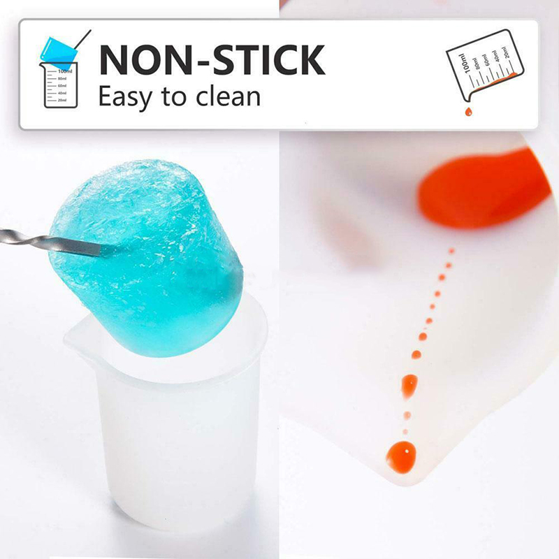 4pcs Silicone Measuring Cups White Mug Pour Spout Measuring Device 100ml Measuring Cup Resin Glue Tools For Kitchen Cake Making