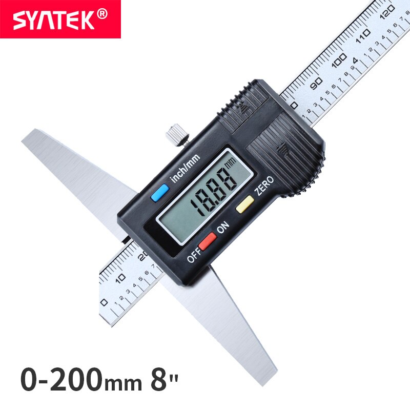 Syntek-calibrador Vernier de profundidad Digital estándar, micrómetro electrónico de acero inoxidable, profundidad CE, 6 ", 8", 12 ", 150mm, 200mm, 300mm: 8inch 200mm
