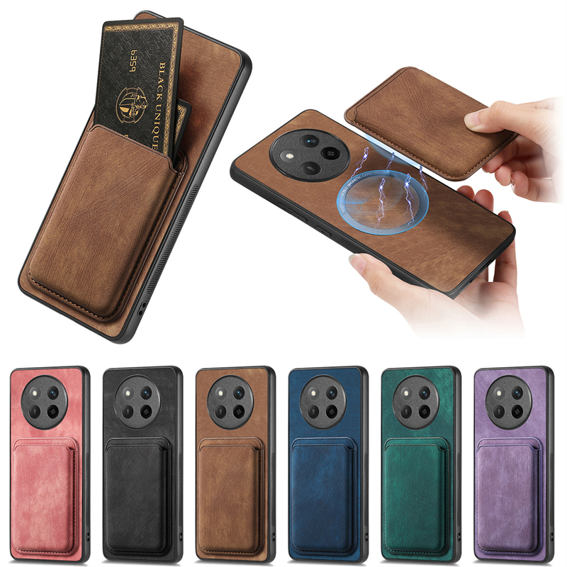 Para Honor Magic7 Lite 5G Funda de cuero de lujo Funda tipo billetera magnética para Honor Magic 7 Lite Funda con ranura para tarjetero desmontable