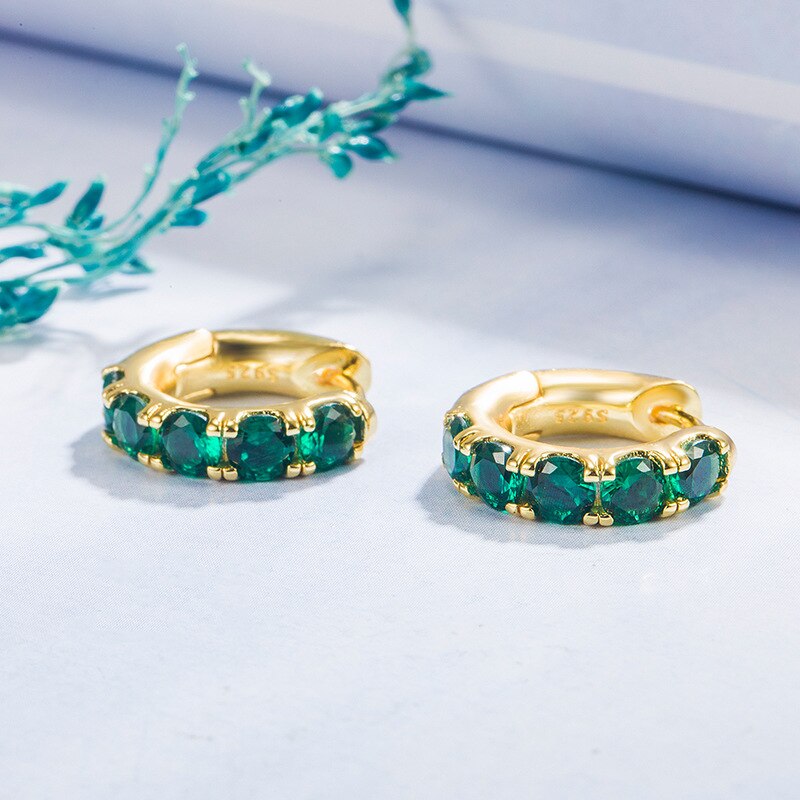 Sipengjel moda verde zircão cúbico brincos de argola feminino elegante do punk vintage temperamento brincos de ouro para jóias femininas