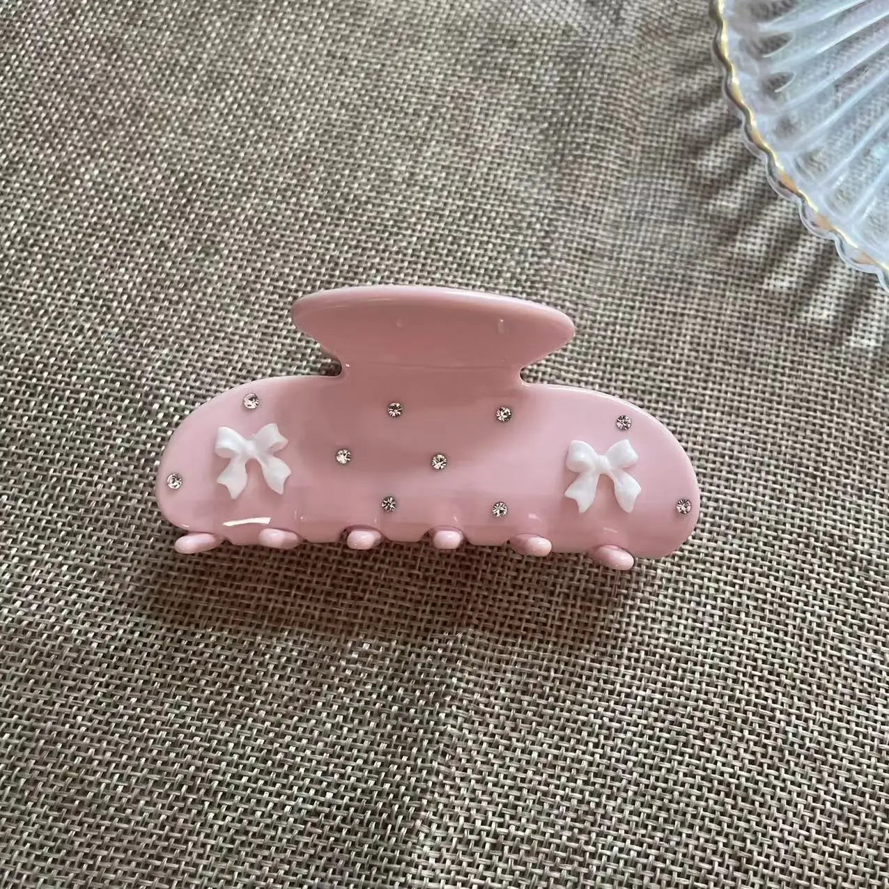 Accesorio para diadema de tiburón, pinzas para el pelo con tachuelas de diamantes y lazo, pinzas para el cabello geniales, sujeción fuerte para accesorios para el cabello largos y gruesos
