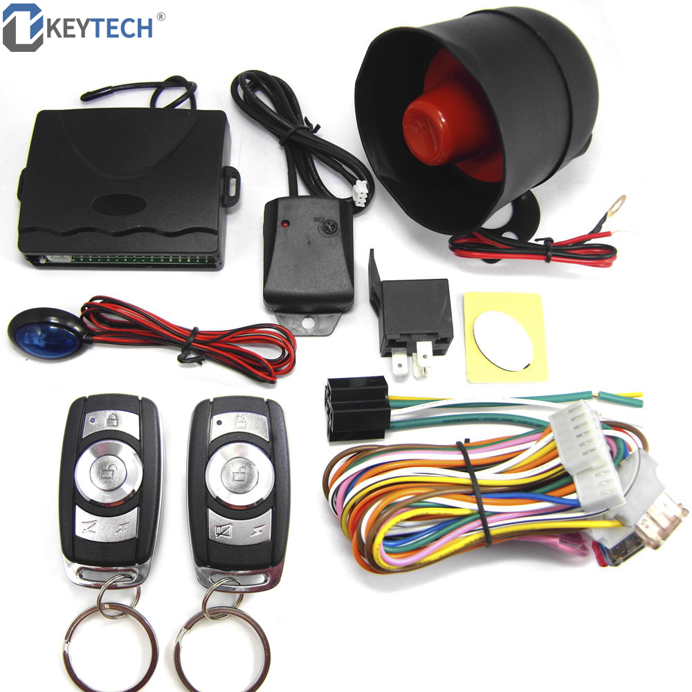 OkeyTech Universal One-Way Car Alarm Vehicle System Protection Security System Keyless Entry Siren with 2 Remote Control Burglar