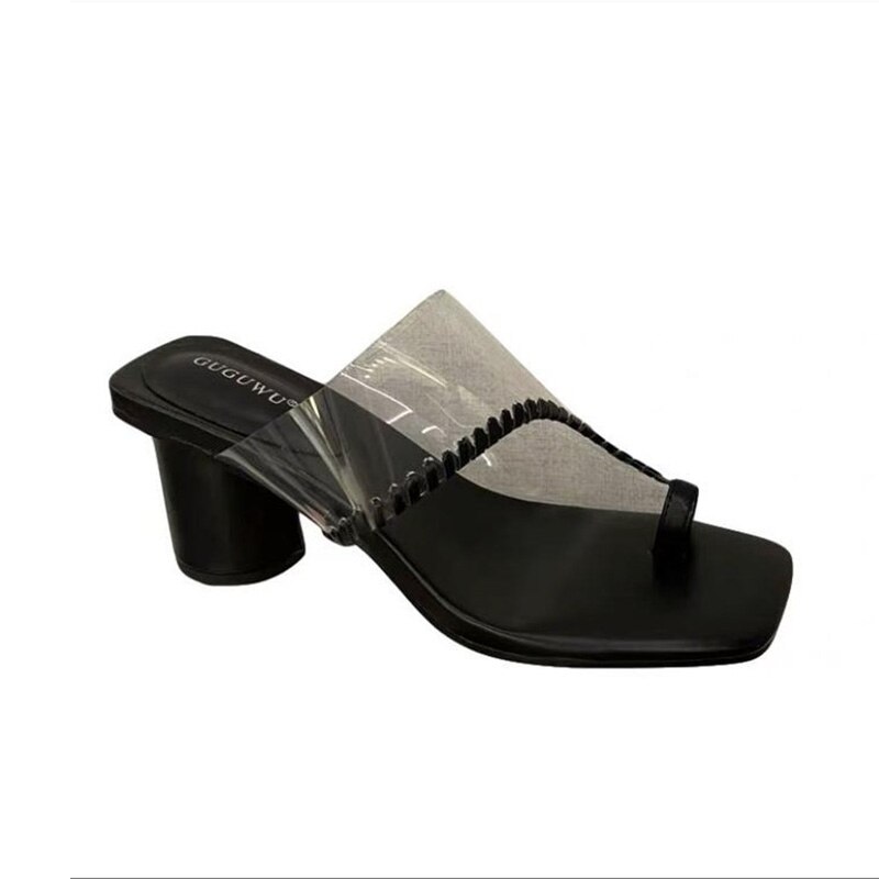 Dames sandalen schoenen dames pumps hoge hakken ronde hakken transparante sandaal vierkante neus schoenen zomer oranje damesschoenen