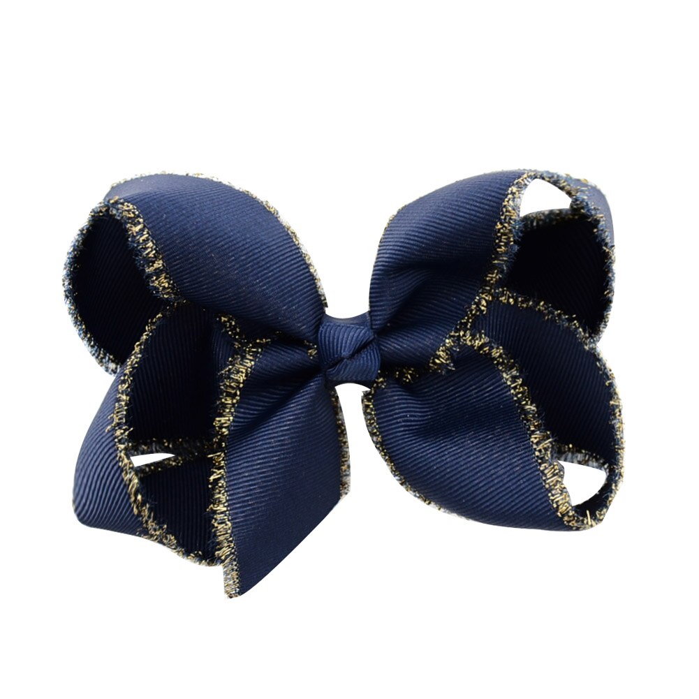 Lazos para el cabello para niñas, 1 pieza, 4 pulgadas, Boutique, dorado, cinta de lazo anudado sólido, accesorios hechos a mano con Clip de cocodrilo, 889: 1