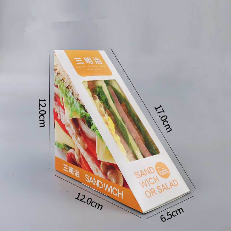 100pcs Sandwich packaging box white card carton baking cake paper box with window picnic party food disposable package: sandwich box