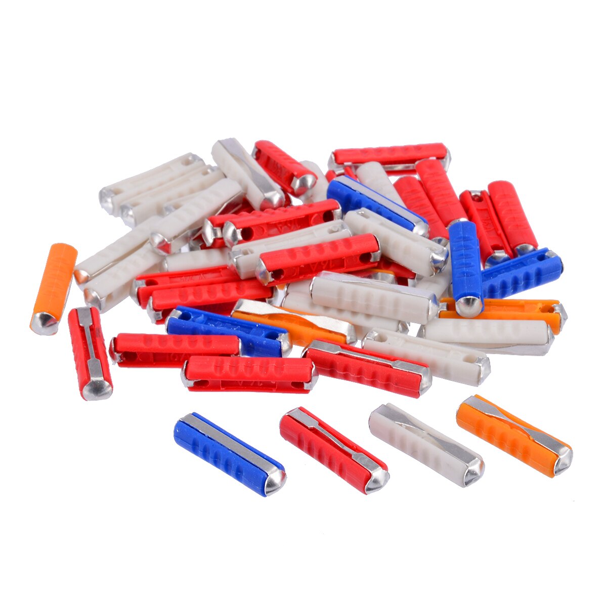 50Pcs/Set Classic Car Auto Fuses Kit Ceramic Continental Car Fuse Torpedo Bullet Assorted Box Continental Fuses 5A 8A 16A 25A