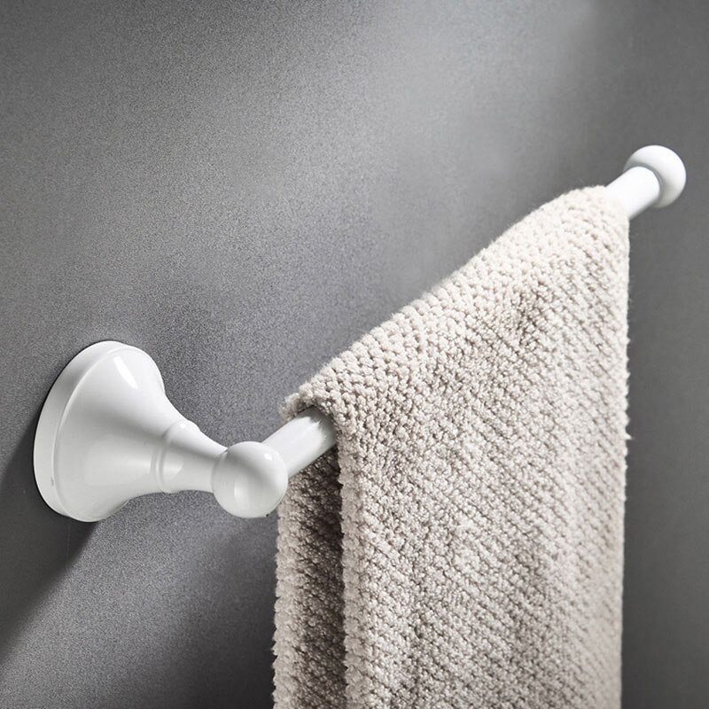 30 Cm Zwart Handdoekhouder Wall Mounted Antieke Badkamer Handdoek Ring Chroom Wit Grote Keuken Toiletpapier Houders Messing: WHITE