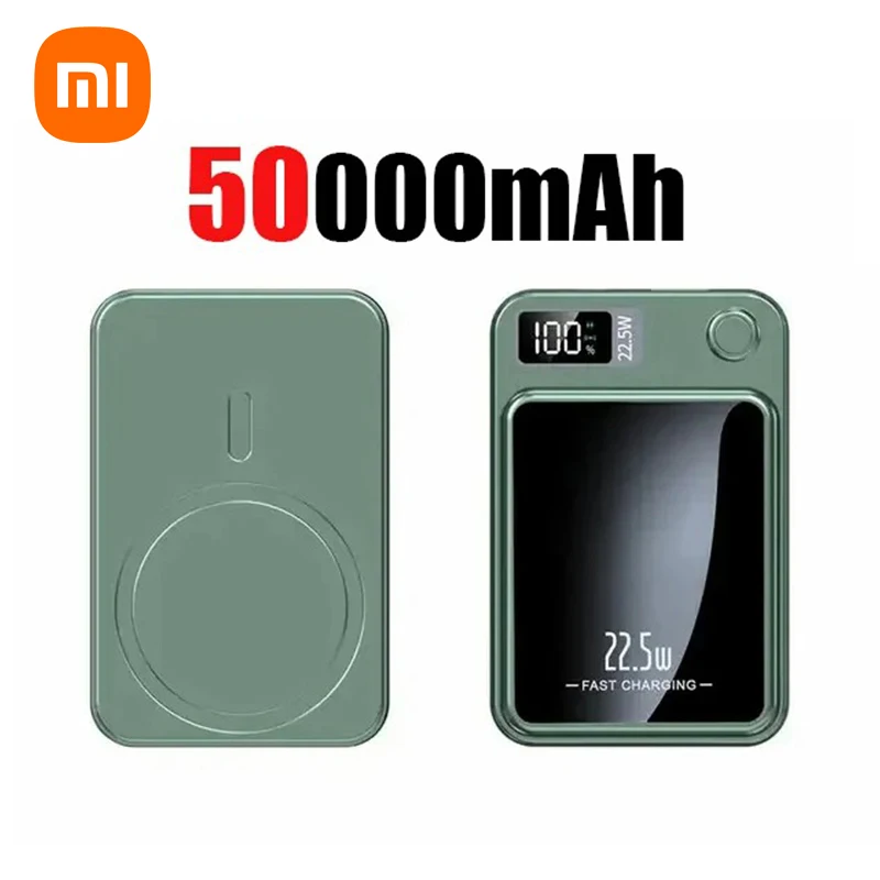Xiaomi 200000 mah draadloze magnetische powerbank, supersnel opladende draagbare externe batterij, powerbank-adapter voor iphone en huawei: Hemelsblauw