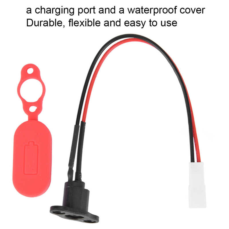 Scooter Charging Port with Waterproof Cover Charging Interface Power Cable Charging Socket Port Plug for M365 Scooter
