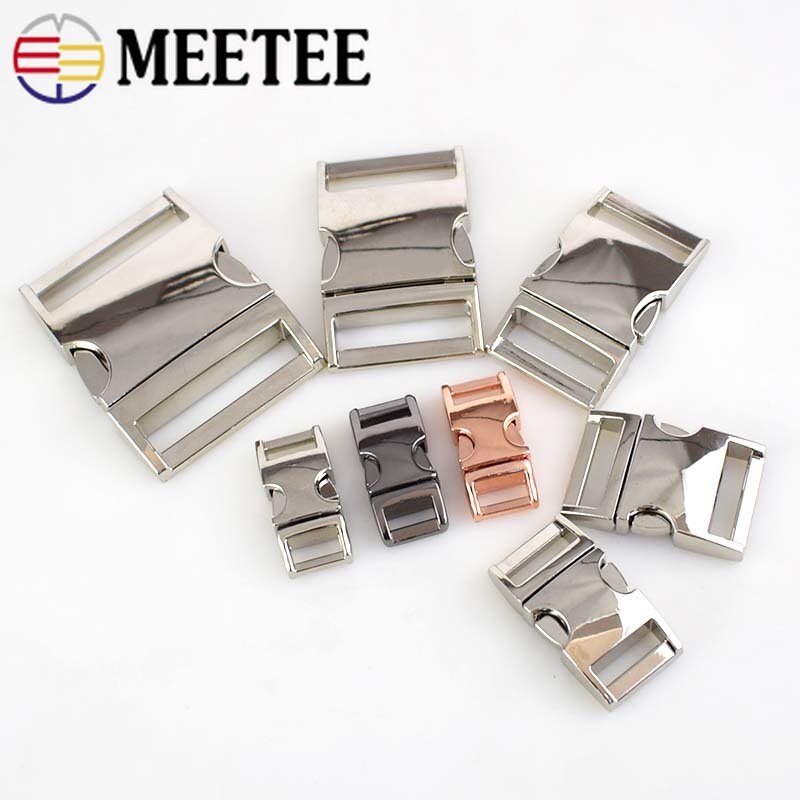 Meetee 2/4pcs 10-38mm Metal Side Release Curved Buckles for Paracord Bracelet Dog Collar Bags Belt Webbing Buckle Accessories