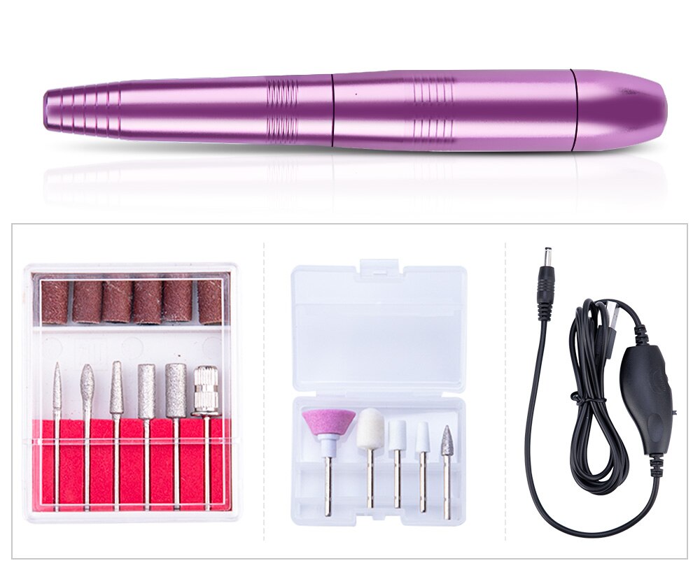 Dmoley Pro Portable Nail Drill Machine For Manicure Electric Nail Cutter 110-240V Metal Easy to Operate Pen Shape USB Nail Drill