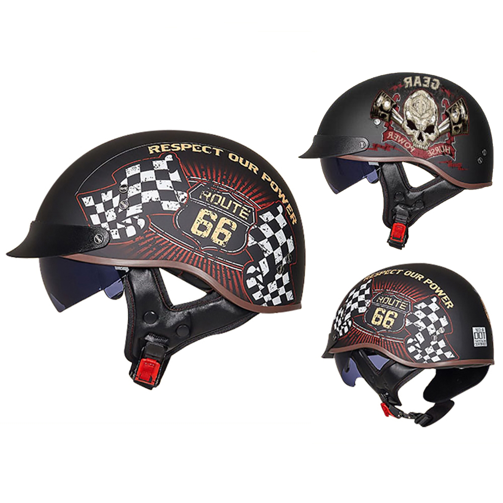Retro Helmets For Motorcycle Capacete De Moto Helmet Vintage Street Touring Scooter Half Helmet Built In Visor DOT Certification