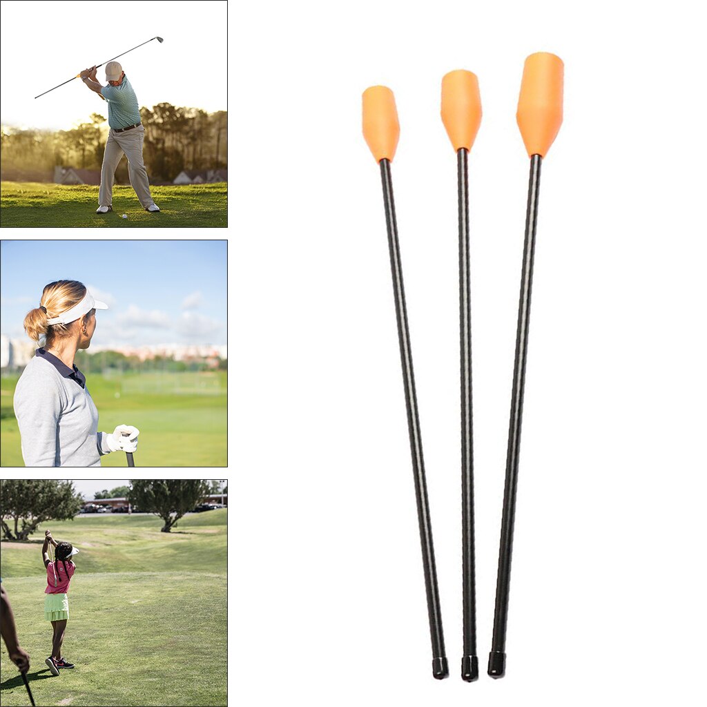 Golf Swing Trainer Indoor Outdoor Practice Stick Golf Training Aid Gesture Alignment, Easy to Use, Orange