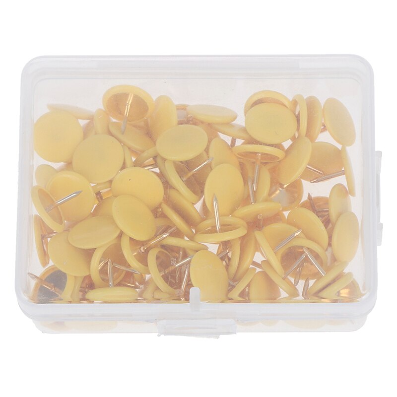 100Pcs Round Push Pins Notice Board Map Thumb Tacks Point Bulletin Drawing: Yellow
