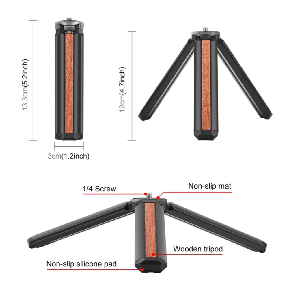 Inlaid Wood Desktop Live Tripod Multi-function Mobile Phone Holder Folding Portable 1/4 Screw Mini Tripod For Photography Camera