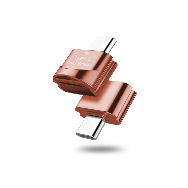 Micro SD to Type C Card Reader OTG USB Type-C Adapter Phone External Memory TF SD Card Adapter for Laptop Samsung Xiaomi: Rose Gold