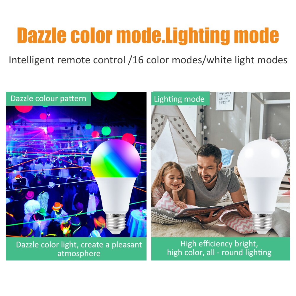 E27 Smart Led Lamp Rgbw Rgb Lampen Met Zacht Licht 85-265V 4 Modi 16 Kleuren Led Lamp werken Met Afstandsbediening Rgbw Neon Light