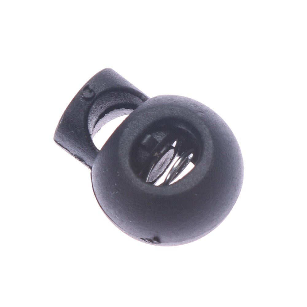 Rope Cord Locks 10pcs Clip Ends Round Ball Shape Luggage Lanyard Stopper Sliding Black Plastic Hole Drawstring Locks Cordloc &amp;xw