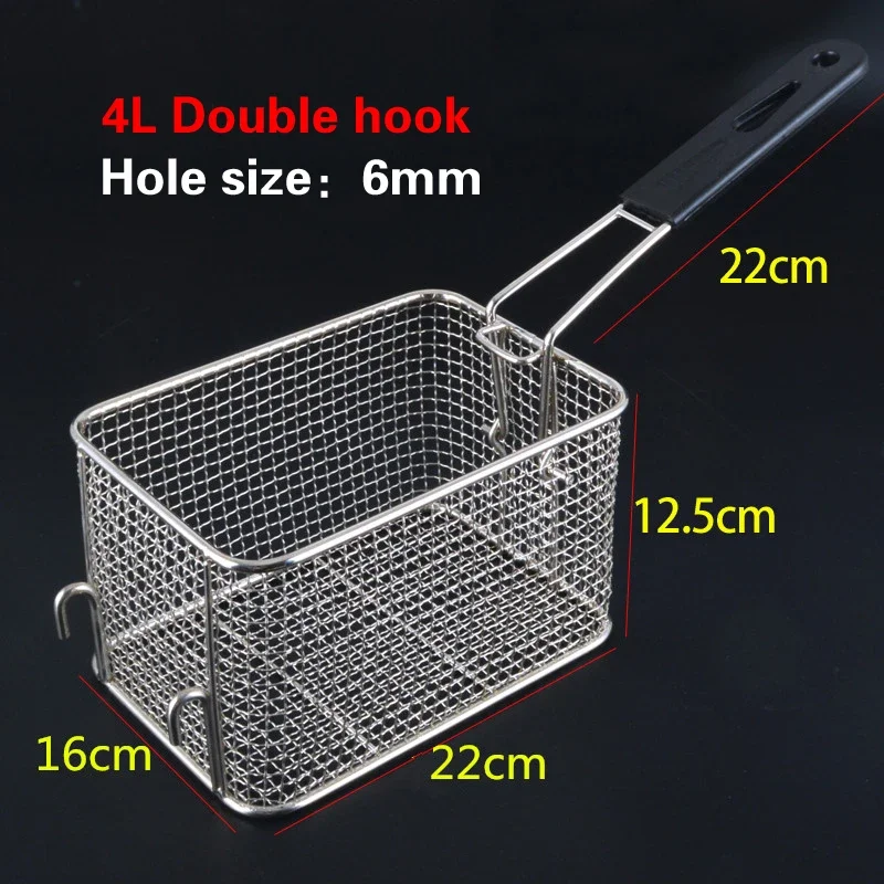 Stainless steel frying basket net French fries basket frame square oil control filter frying basket dense: Clear