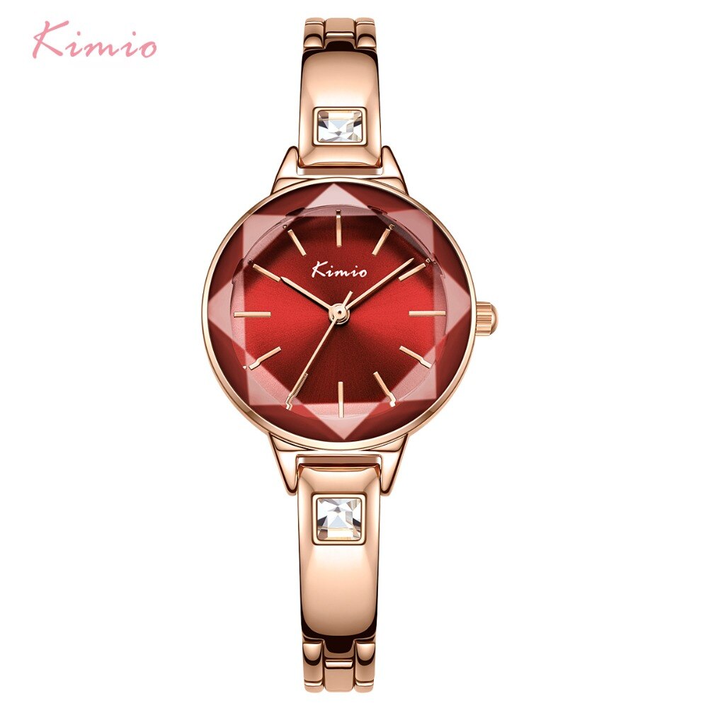 KIMIO Damen Armband Uhren Für Frauen Rot Zifferblatt Uhr Top Luxus Weibliche Armbanduhr Uhr Relogio Feminino