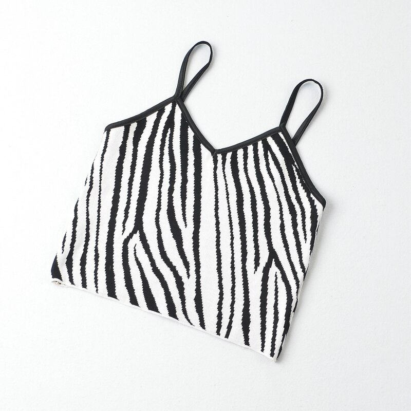 Vrouwen Gebreide Zebra Strepen Crop Tops Vrouwelij... – Grandado