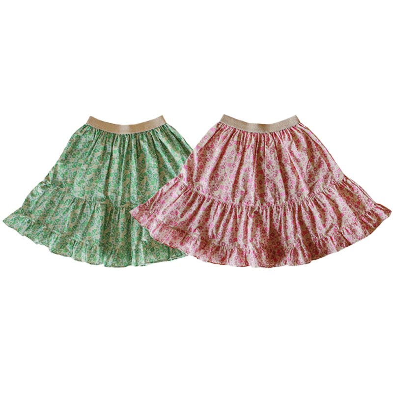 Falda de estilo coreano para adolescentes, ropa de princesa de línea A, Rosa, Verde, Floral, para niños de 0 a 8 años, 2022, E803