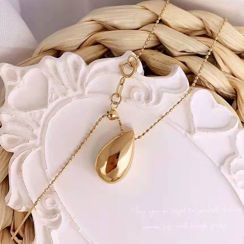 Chuhan 18k gold wasseranhänger  au750 schlichte hochwertige 18k goldschmuckstücke aus echtem gold, feiner schmuck für damen