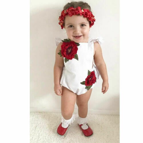 Peuter baby meisjes zoete 3d borduurwerk bloemen jumpsuit mouwloos zonnepak outfits kleding playsuit