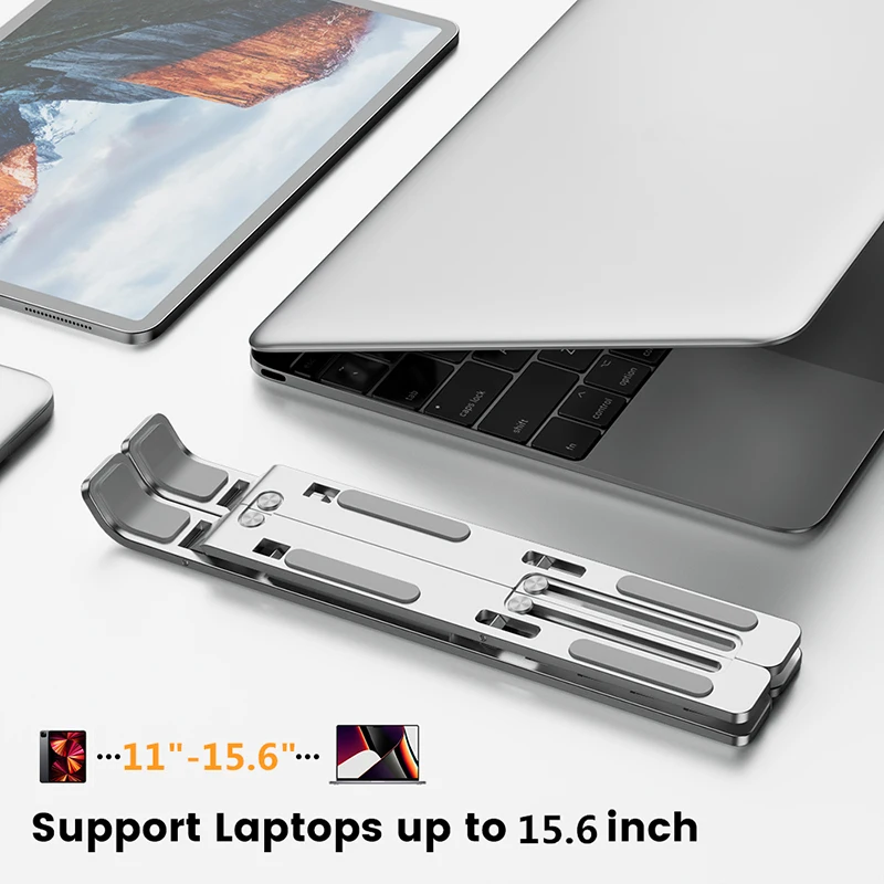 Laptop-Halter aus Aluminiumlegierung, verstellbar, faltbar, tragbar, für Notebook-Computer, Halterung, anhebbar, rutschfeste Halterung