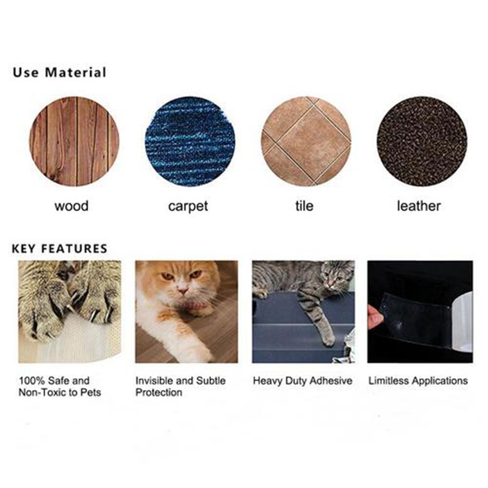 Anti-kras huisdier kat training tape krasbescherming mat meubels en leer krasbescherming beschermtape voor katten en huisdieren