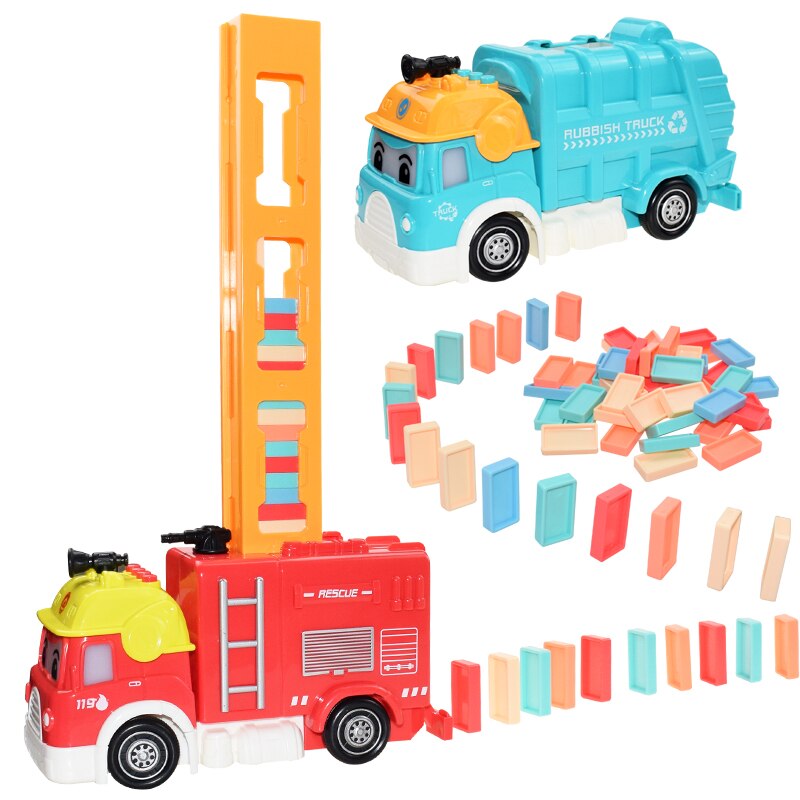 Automatische Verlegung Domino Ziegel Zug Auto einstellen Klang Licht freundlicher Bunte Kunststoff Dominosteine Blöcke Spiel Spielzeug Auto für freundlicher